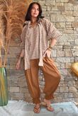 Nonni Gingham Poet Blouse Hazelnut